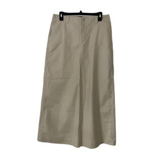 Classic High-Waist Khaki Maxi Skirt